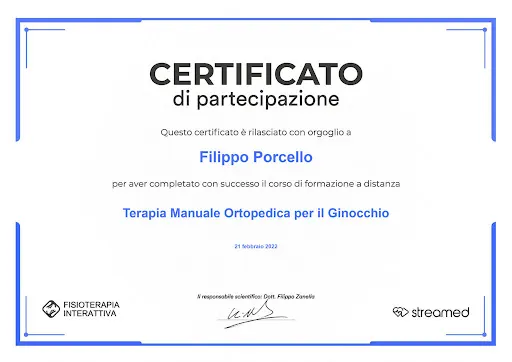 Certificato Terapia Manuale Ginocchio