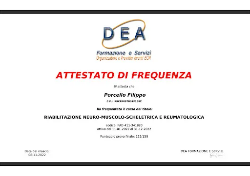 Certificato Riabilitazione Neuro-Muscolo scheletrica
