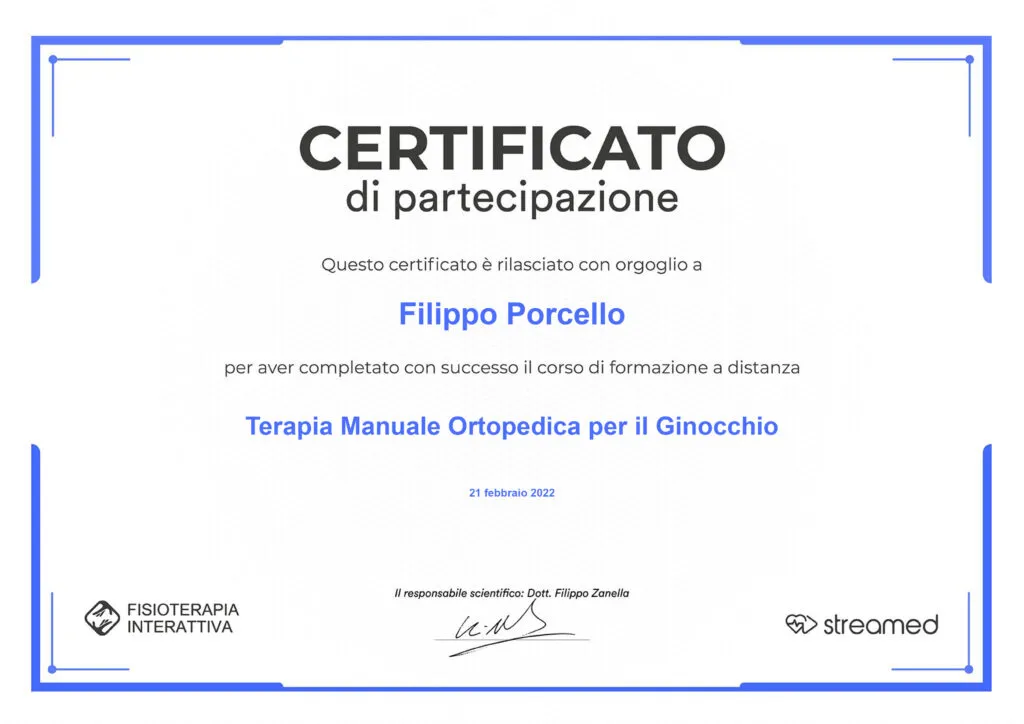 Certificato Terapia Manuale Ginocchio