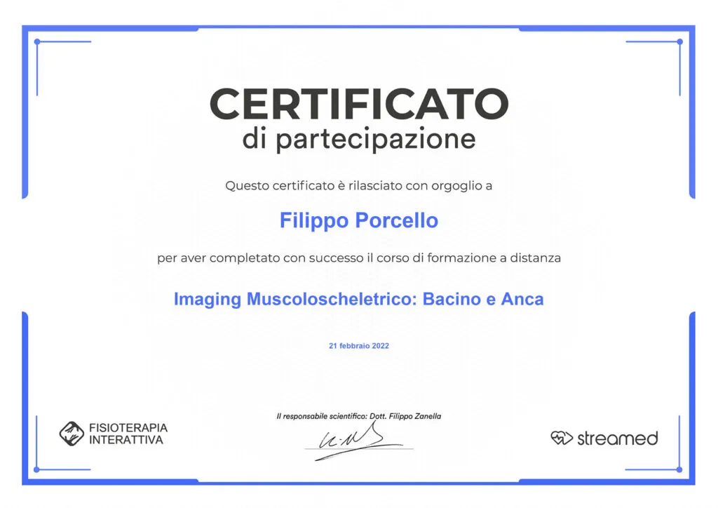 Certificato Imaging Muscoloscheletrico